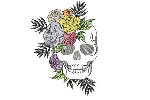 Boho Skull with Flowers