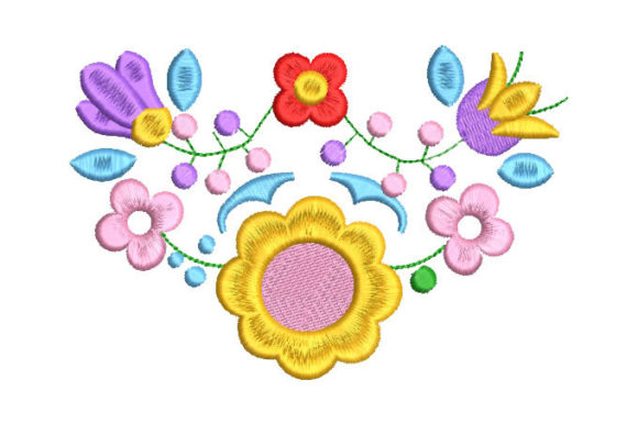 Colorful Flowers Embroidery Design