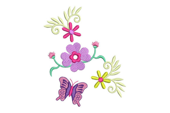Flowers and Butterflies Embroidery