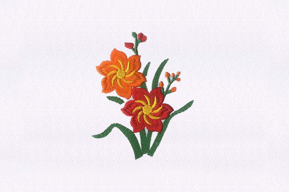 Orange Red Florals: A Seasonal Embroidery Gem