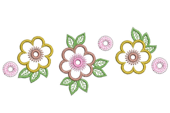 Three Flowers Embroidery Design